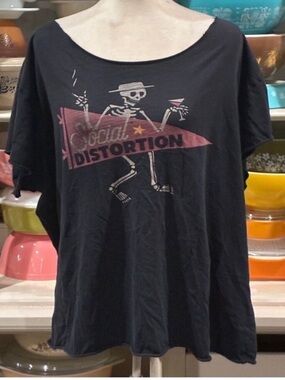 Social Distortion "Skelly" 2017 Spring Tour Distressed Hot Mess Tee - Size Large